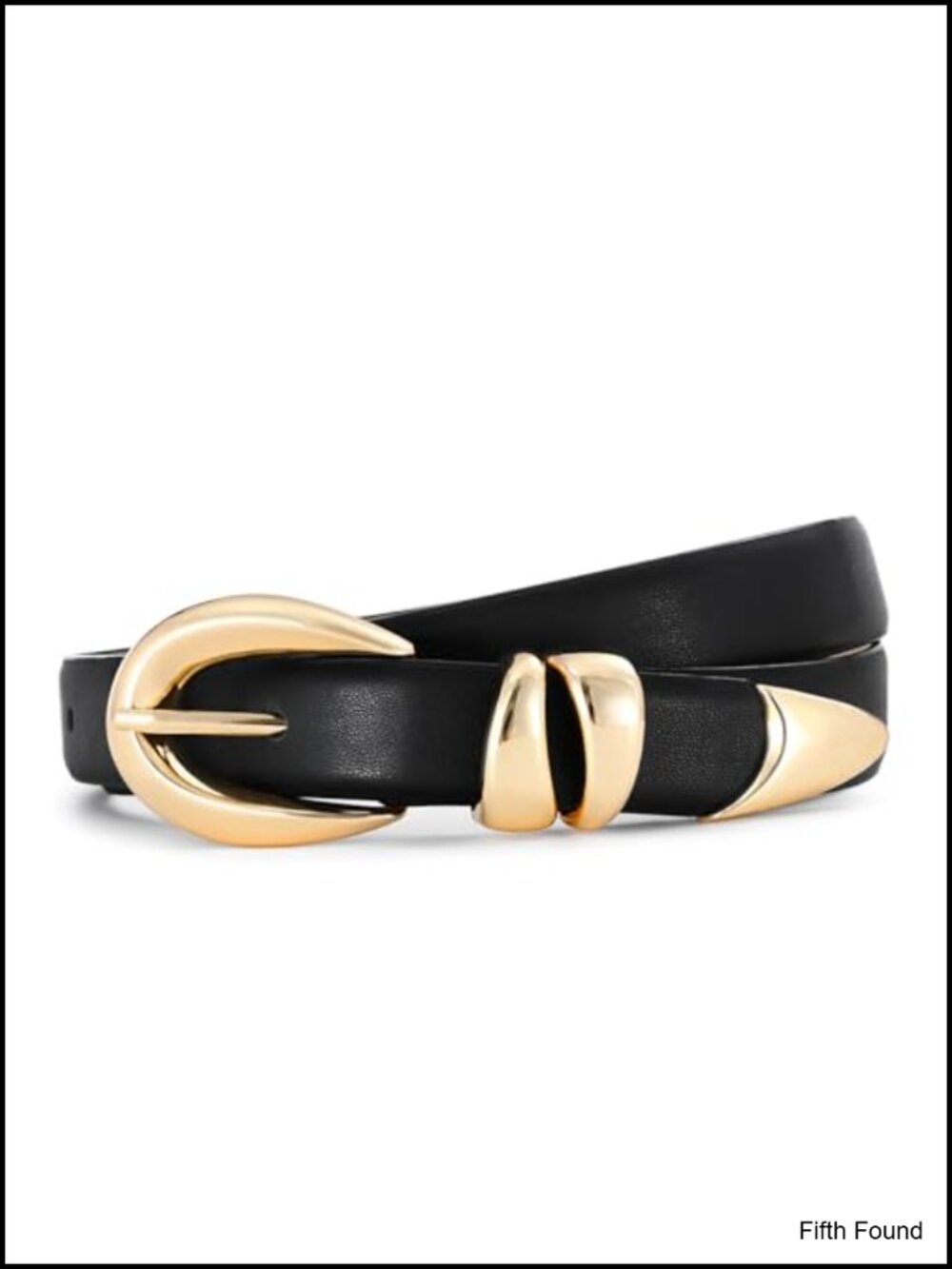 Faux Leather Belt with Gold Buckle Adjustable for Jeans Dress